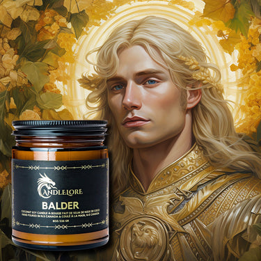 Balder with a candle to his left